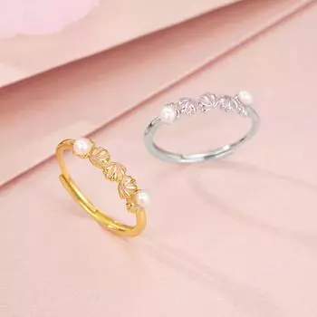 Серебряное кольцо S925 с розовым цветком и натуральным жемчугом, милое и открывающееся женское ювелирное украшение, кольцо, ювелирные изделия adjustable opening белого золота