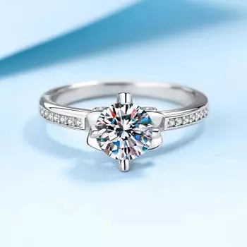 Серебряное кольцо S925, женское кольцо с бриллиантом, золото pt950 с муассанитом, обручальное кольцо, подарок на палец с бриллиантом для подруги 9