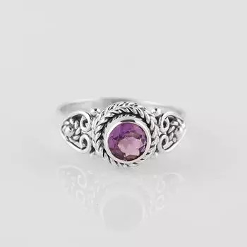 Серебряное кольцо с аметистом, кольцо из цельного серебра 925 пробы, эффектное кольцо, модные украшения, дизайнерское кольцо, уникальное кольцо 6