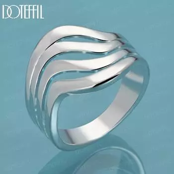 Серебряное кольцо с четырьмя линиями и гладкой поверхностью, свадебное украшение 6#