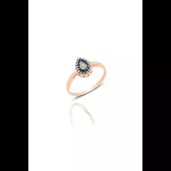 Серебряное кольцо с цирконом и бриллиантом