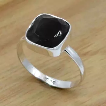 Серебряное кольцо с драгоценным камнем из черного оникса для женщин, ювелирные изделия ручной работы с кристаллами стерлингового серебра 925 пробы, подарок на день святого Валентина 4 чёрный