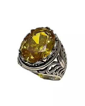 Серебряное кольцо с камнем цирконом цвета цитрина 240054307G18Y