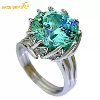 Серебряное кольцо с камнем из циркона 5 зелёный