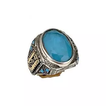 Серебряное кольцо с камнями Параиба и бирюзой 230047469G20Y