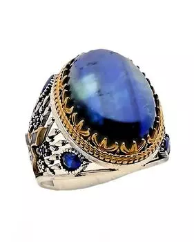 Серебряное кольцо с лазуритом и цирконом 240053312G12Y