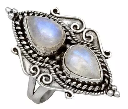 Серебряное кольцо с лунным камнем ручной работы Стерлингового серебра 925 пробы Твердый красный камень Модные массивные кольца Ювелирные изделия с драгоценными камнями Серебряные кольца с драгоценными камнями 5 белый