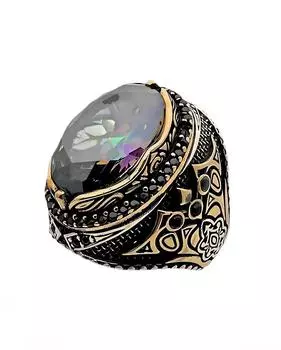 Серебряное кольцо с мистическим топазом и цирконом 240053313G27Y