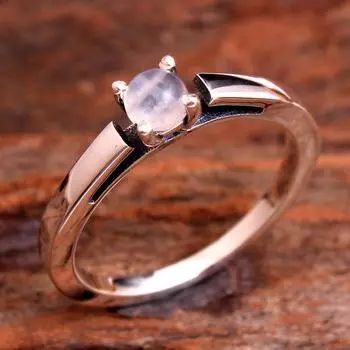 Серебряное кольцо с натуральным лунным камнем, стерлинговое серебро 925 пробы, июньский камень, ювелирные изделия, кольцо ручной работы 5 белый