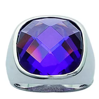 Серебряное кольцо с печаткой Линда Серебряный аметист (родированное покрытие) - 17x17 мм