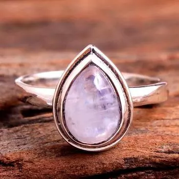 Серебряное кольцо с подвеской, Подарки для нее, Натуральный драгоценный камень, Кольцо с лунным камнем, Серебряные украшения 4 белый