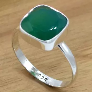 Серебряное кольцо с зеленым ониксом для женщин, уникальные ювелирные изделия ручной работы из стерлингового серебра 925 пробы, подарок на День Святого Валентина для нее 4 зелёный