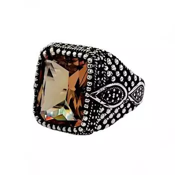 Серебряное кольцо с зултанитом и черным цирконом 230048155G13Y