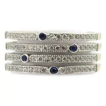 Серебряное кольцо Сисси белый сапфир (родиевое покрытие) - 10 мм