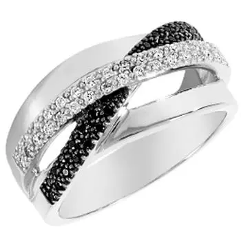 Серебряное кольцо Sissi черный белый