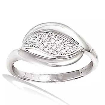 Серебряное кольцо Сисси серебристо-белое (родий) - 13х10 мм