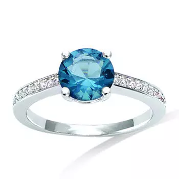 Серебряное кольцо Sissi серебристо-синее (родий) - 7 мм (Лондон Блю)