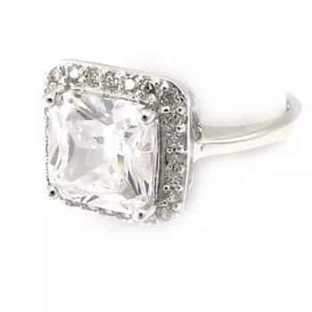 Серебряное кольцо Сисси серебро белое (родиевое покрытие) - 12х12 мм