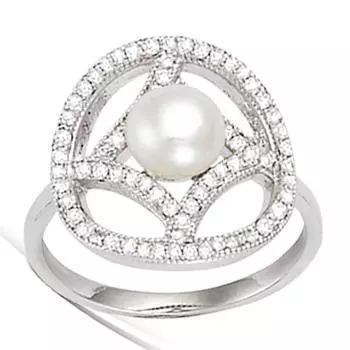 Серебряное кольцо Сисси серебро белое (родиевое покрытие) - 15х18 мм