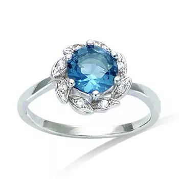 Серебряное кольцо Сисси синий London Blue серебро (родий) - 10 мм