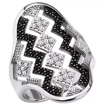 Серебряное кольцо Скарлетт черный белый