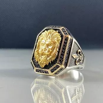 Серебряное кольцо со львом для мужчин, серебряное кольцо с печаткой ручной работы со львом, кольцо со львом из стерлингового серебра 925 пробы, мужское кольцо со львом, серебряное кольцо с зодиаком Льва