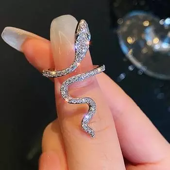 Серебряное кольцо со змеей, модные женские туфли с блестящим цирконом, открытые регулируемые кольца с животными, повседневные вечерние украшения для девочек, аксессуары, подарки золотой