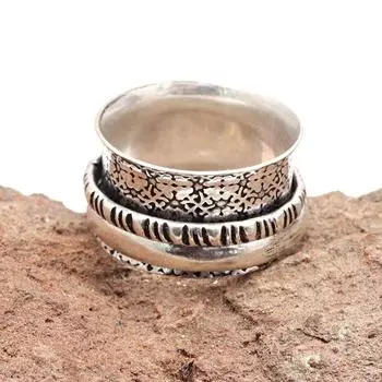 Серебряное кольцо-спиннер для женщин, четыре кольца-спиннера, серебряное ювелирное кольцо 7