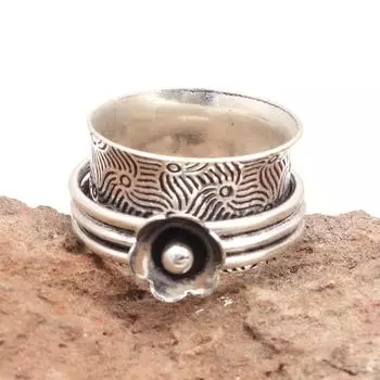 Серебряное кольцо-спиннер для женщин, четыре кольца-спиннера, серебряное ювелирное кольцо 6,5