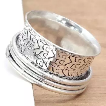 Серебряное кольцо-спиннер для женщин, четыре кольца-спиннера, серебряное ювелирное кольцо 7