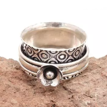 Серебряное кольцо-спиннер для женщин, четыре кольца-спиннера, серебряное ювелирное кольцо 10,5