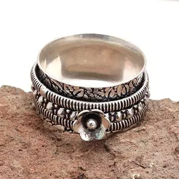 Серебряное кольцо-спиннер для женщин, четыре кольца-спиннера, серебряное ювелирное кольцо 10,5