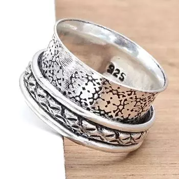 Серебряное кольцо-спиннер для женщин, четыре кольца-спиннера, серебряное ювелирное кольцо 7