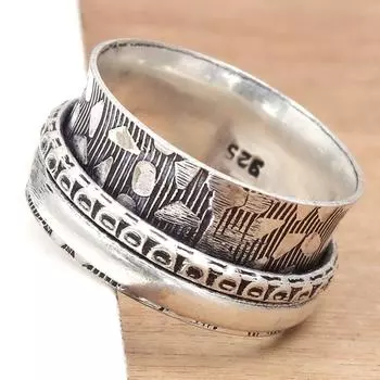 Серебряное кольцо-спиннер для женщин, четыре кольца-спиннера, серебряное ювелирное кольцо 10