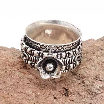 Серебряное кольцо-спиннер для женщин, четыре кольца-спиннера, серебряное ювелирное кольцо 6