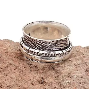 Серебряное кольцо-спиннер для женщин, четыре кольца-спиннера, серебряное ювелирное кольцо 10