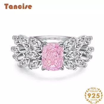 Серебряное кольцо Tancision Radion Cut, розовое кольцо из стерлингового серебра S925 с ромбами, женское 5 розовый