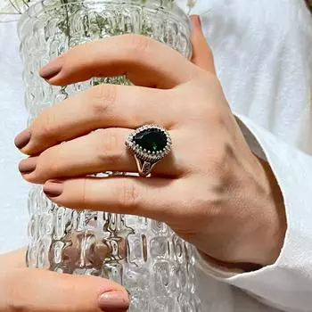 Серебряное кольцо в османском стиле, серебряное кольцо с изумрудным камнем, серебряное кольцо Хюррем Султан, кольцо из стерлингового серебра, кольцо с аутентичным дизайном, для женщин