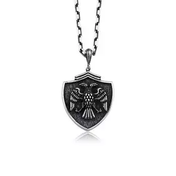 Серебряное колье ручной работы с удвоенной головой