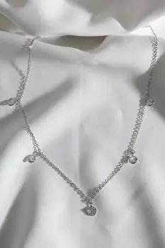 Серебряное колье с рядами круглых камней