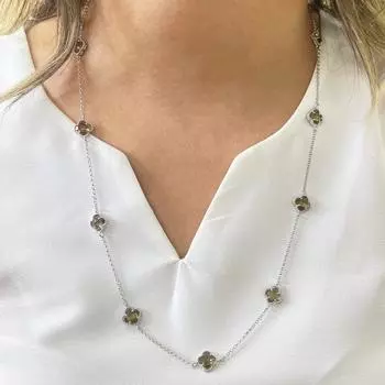 Серебряное колье с зултанитом Vancleef Cut, серебряное колье с султанитом с изменением цвета, серебряное колье с зултанитом 925 карата