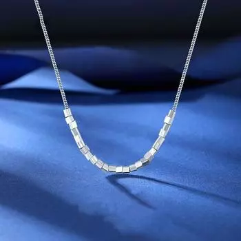 Серебряное маленькое квадратное ожерелье в виде ключицы, нишевый дизайн, простые и стильные аксессуары для женщин 925