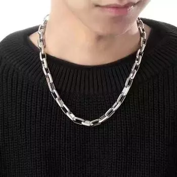 Серебряное металлическое ожерелье, толстое полое ожерелье в стиле хип-хоп, мужская цепочка на тело 45cm