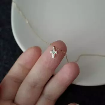 Серебряное мини-колье с бриллиантовым крестом S925 для женщин, тонкая изысканная цепочка на ключицу в японском стиле 925
