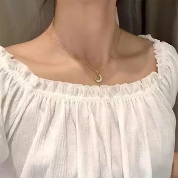 Серебряное модное универсальное легкое роскошное и простое ожерелье с луной на ключице, женский дизайн, невыцветающий орнамент с бриллиантами 925 серебряный