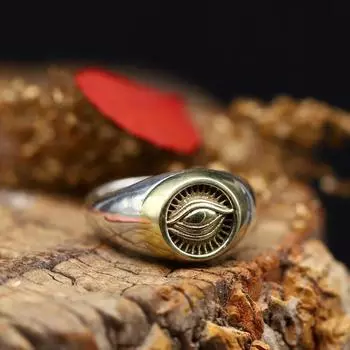 Серебряное мужское кольцо Глаз Гора Кольцо Guardian Muyu Модный тренд Властное кольцо Ювелирный аксессуар