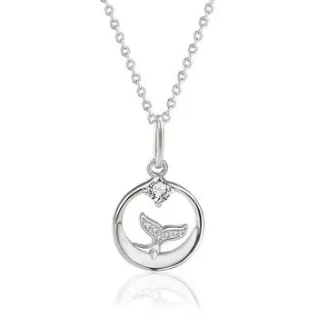 Серебряное ожерелье 925 пробы, цепочка на ключицу из натуральной ракушки из стерлингового серебра с инкрустацией цирконием