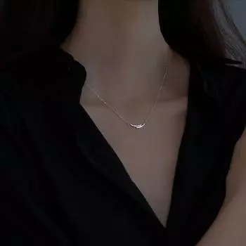 Серебряное ожерелье 925 пробы, простая цепочка на ключицу, блестящий циркон, геометрический кулон, женское изысканное ювелирное украшение, свадебный подарок 45cm золотой