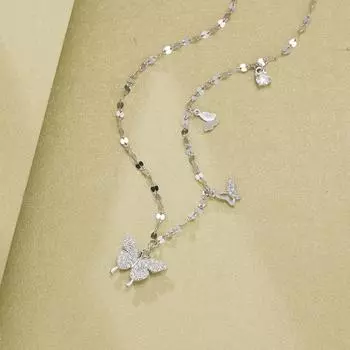 Серебряное ожерелье-бабочка S925, женское, простое, легкое, роскошное, не выцветает, однослойная цепочка на ключицу, высокое чувство, нишевая ювелирная мода 925 Silver