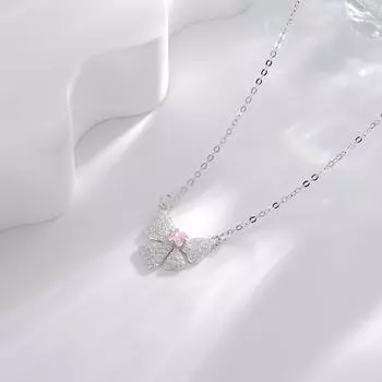 Серебряное ожерелье-бантик 925 пробы, новое женское, нишевое, легкое, роскошное, высококачественное, цепочка на ключицу, милая девушка, подарок в виде сердца, ювелирное украшение 925 Silver белого золота